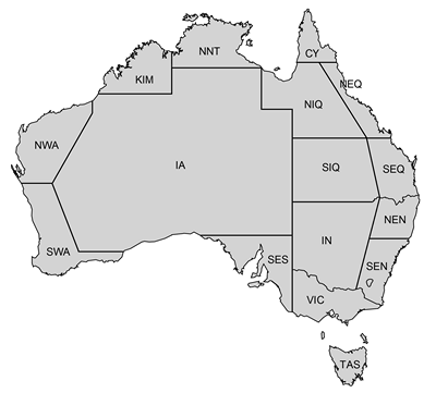 Australia: 16 areas