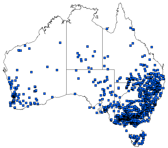 Australian distribution of Hemicordulia tau