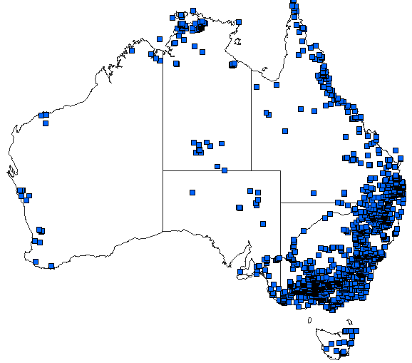 Australian distribution of Ischnura heterosticta